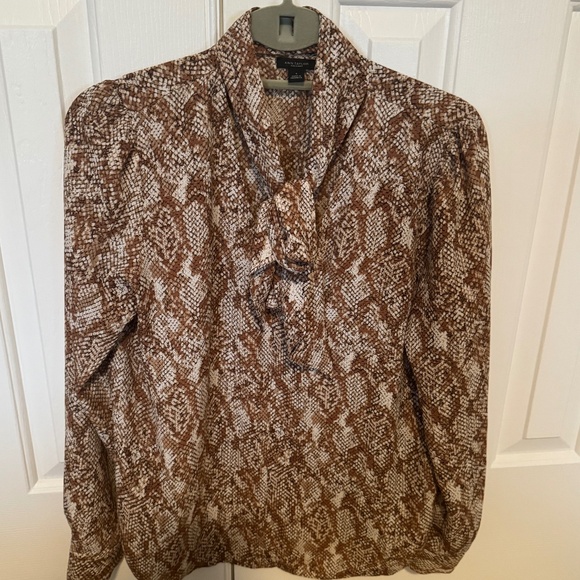 Ann Taylor Python Print Blouse with Bow - Picture 1 of 3